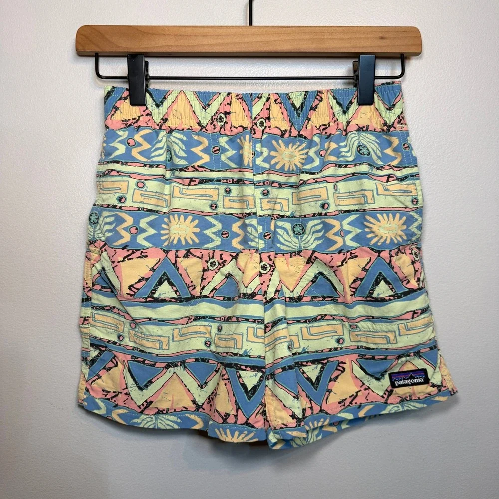 Patagonia Kids Swim Shorts Trunks Geometric Tribal Sun Print Multicolor Large 12